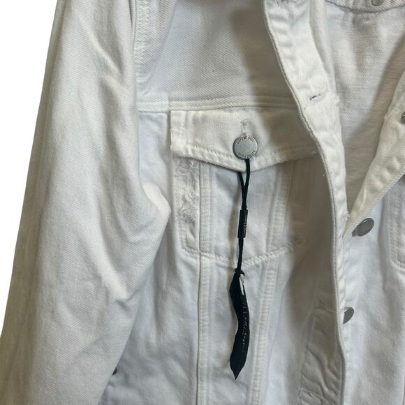 Liverpool Los Angeles White Denim Cropped Distressed Hem Jacket Womens XL NWT - Picture 7 of 11